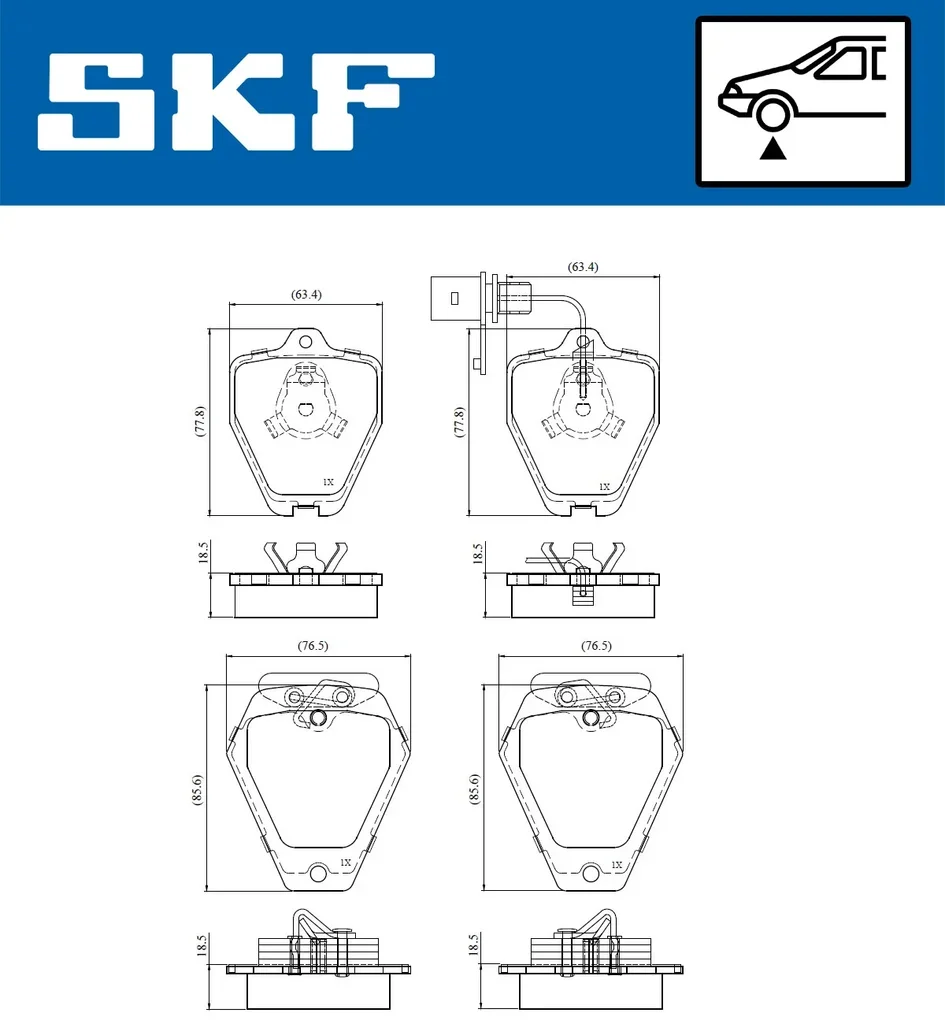 VKBP 81063 E SKF Комплект тормозных колодок, дисковый тормоз (фото 2)