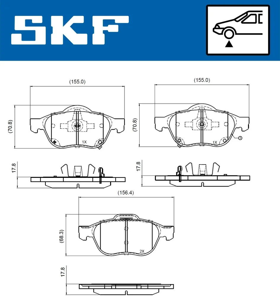 VKBP 81086 A SKF Комплект тормозных колодок, дисковый тормоз (фото 2)