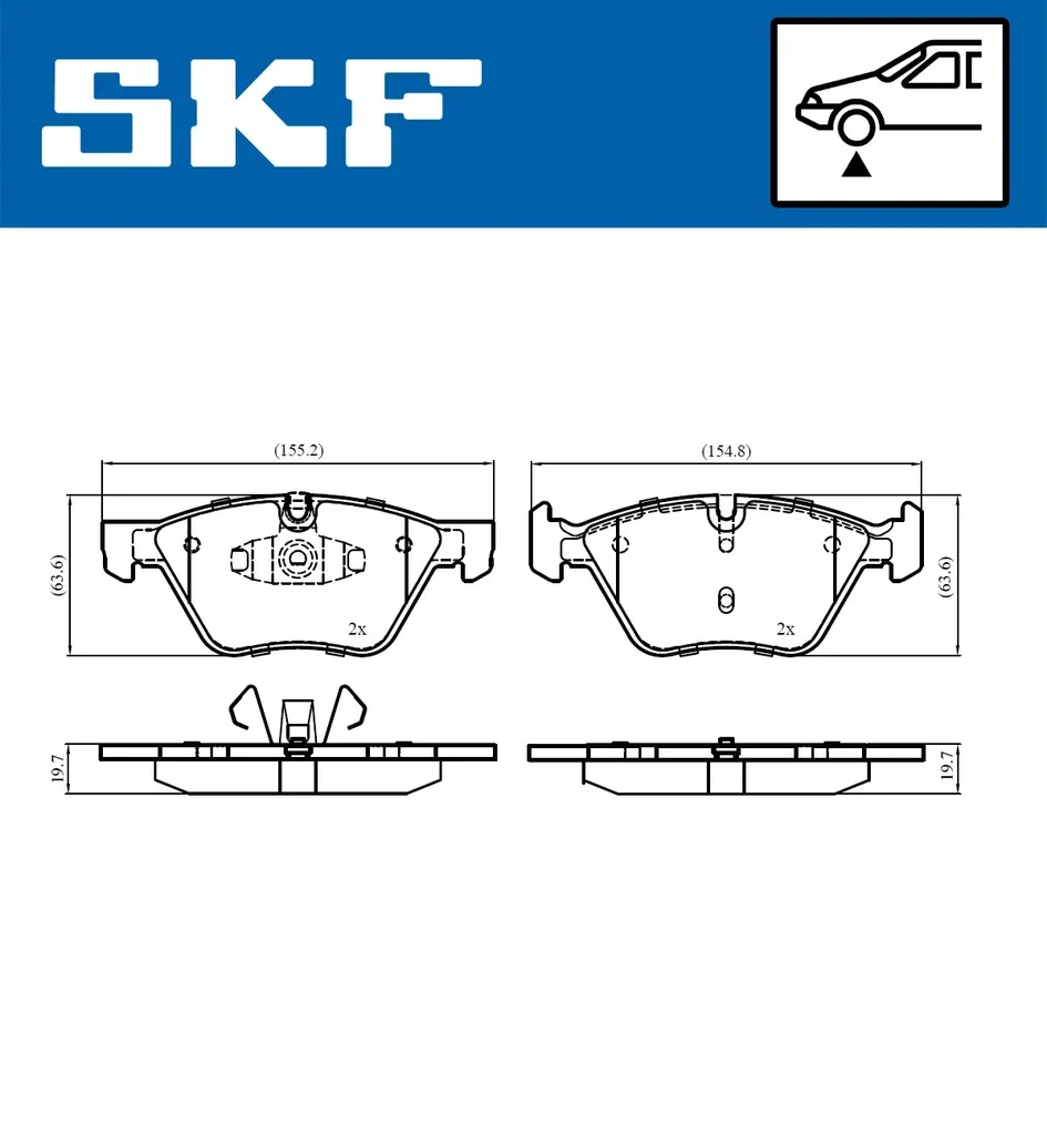 VKBP 80702 SKF Комплект тормозных колодок, дисковый тормоз (фото 2)