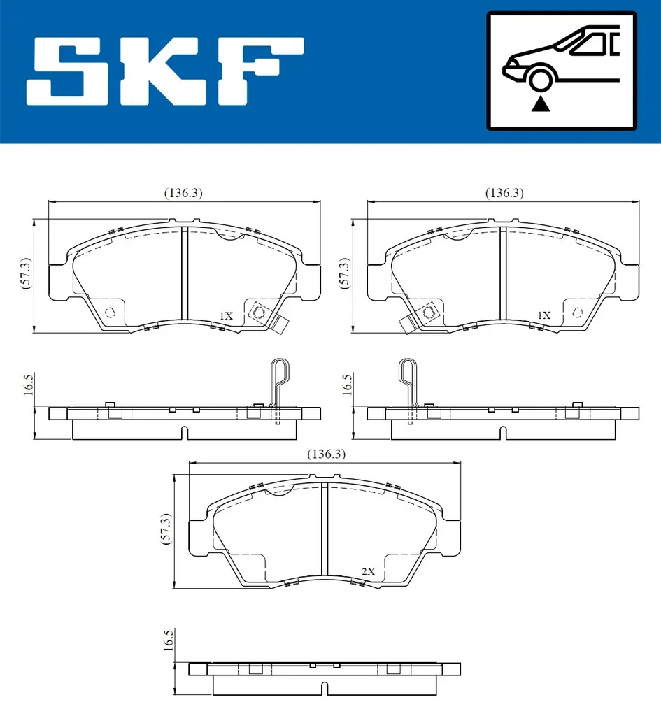 VKBP 80886 A SKF Комплект тормозных колодок, дисковый тормоз (фото 2)