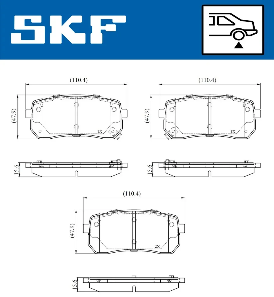 VKBP 91103 A SKF Комплект тормозных колодок, дисковый тормоз (фото 2)