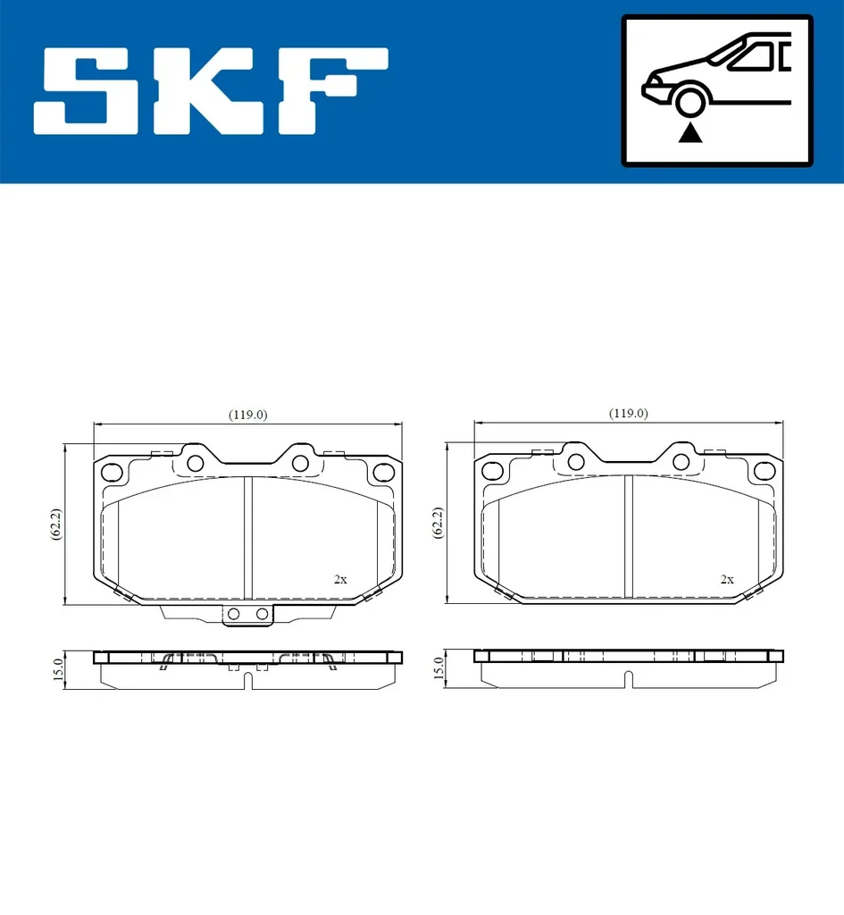 VKBP 81130 A SKF Комплект тормозных колодок, дисковый тормоз (фото 2)