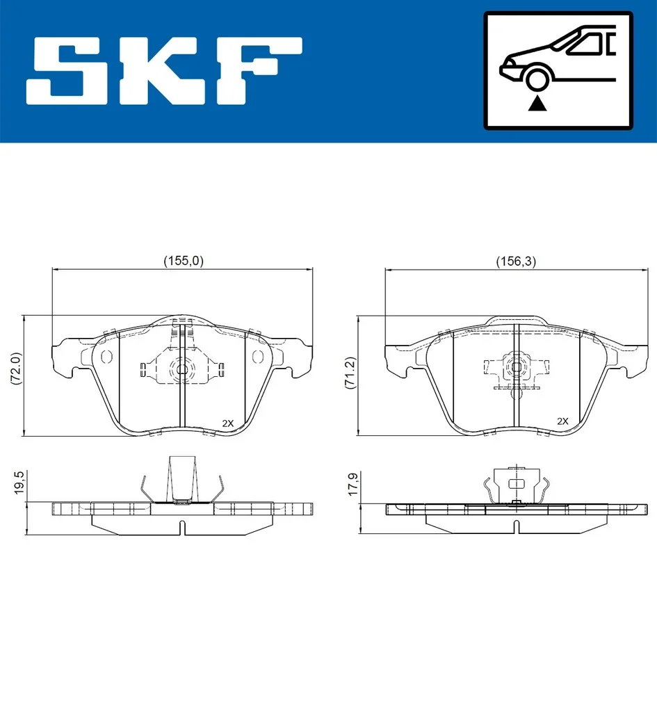 VKBP 80956 SKF Комплект тормозных колодок, дисковый тормоз (фото 2)