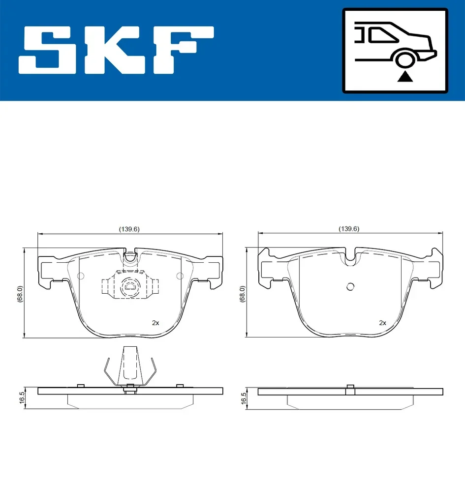 VKBP 90696 SKF Комплект тормозных колодок, дисковый тормоз (фото 2)