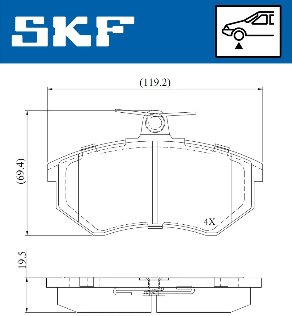 VKBP 80722 SKF Комплект тормозных колодок, дисковый тормоз (фото 2)