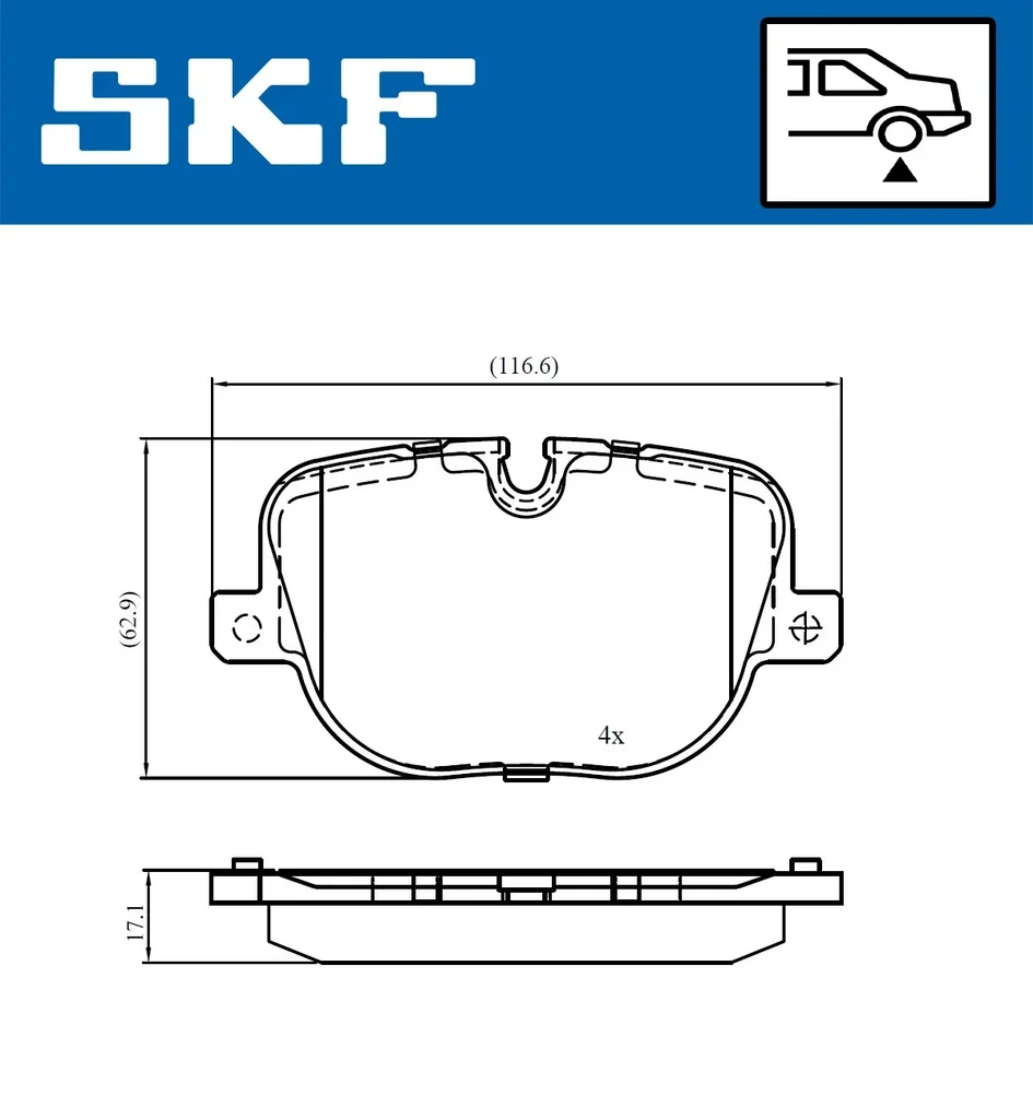 VKBP 90707 SKF Комплект тормозных колодок, дисковый тормоз (фото 2)