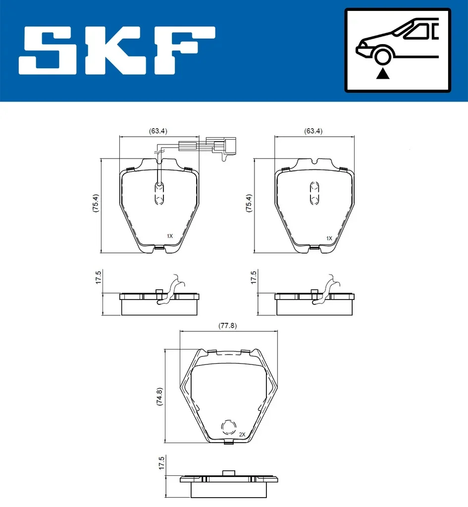 VKBP 81047 E SKF Комплект тормозных колодок, дисковый тормоз (фото 2)