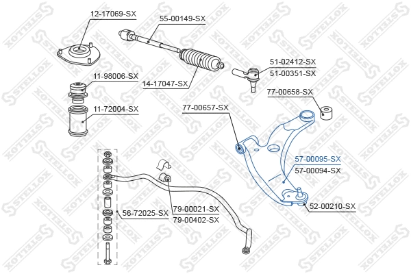 57-00095-SX STELLOX Рычаг независимой подвески колеса, подвеска колеса (фото 2)
