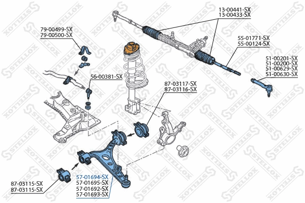 57-01694-SX STELLOX Рычаг независимой подвески колеса, подвеска колеса (фото 2)