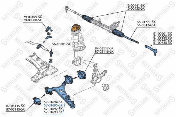 57-01695-SX STELLOX Рычаг независимой подвески колеса, подвеска колеса (фото 2)