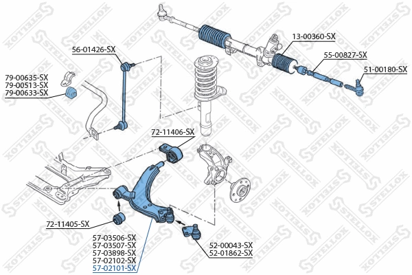 57-02101-SX STELLOX Рычаг независимой подвески колеса, подвеска колеса (фото 2)