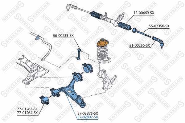 57-02802-SX STELLOX Рычаг независимой подвески колеса, подвеска колеса (фото 2)