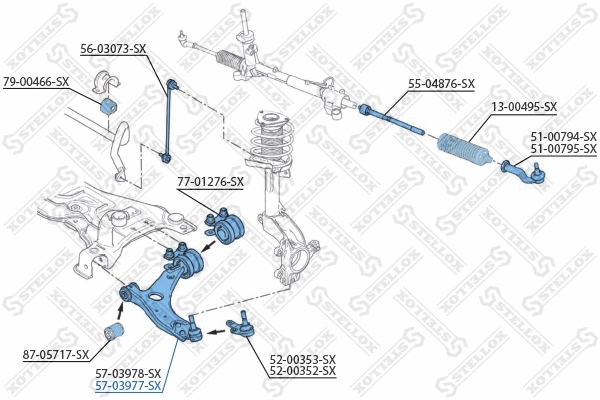 57-03977-SX STELLOX Рычаг независимой подвески колеса, подвеска колеса (фото 1)