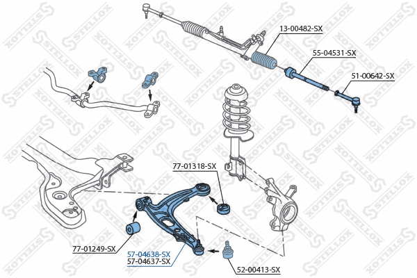 57-04638-SX STELLOX Рычаг независимой подвески колеса, подвеска колеса (фото 2)
