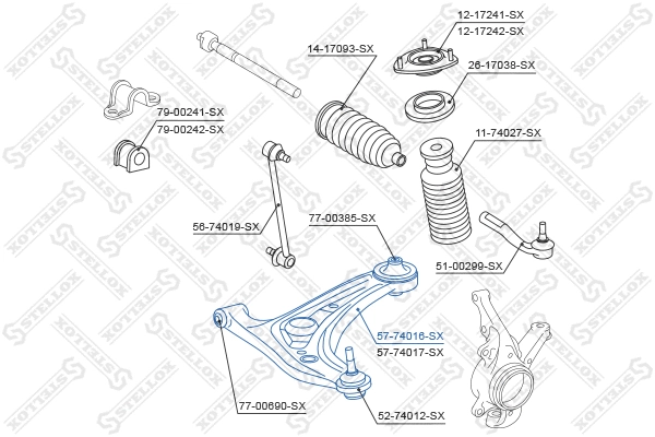 57-74016-SX STELLOX Рычаг независимой подвески колеса, подвеска колеса (фото 2)