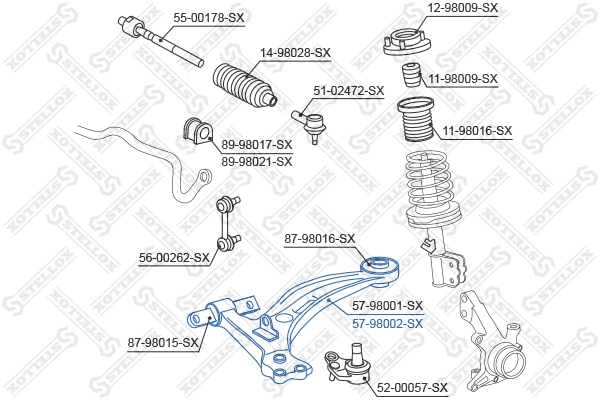 57-98002-SX STELLOX Рычаг независимой подвески колеса, подвеска колеса (фото 1)