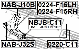 0224-F15RH FEBEST Рычаг независимой подвески колеса, подвеска колеса (фото 2)