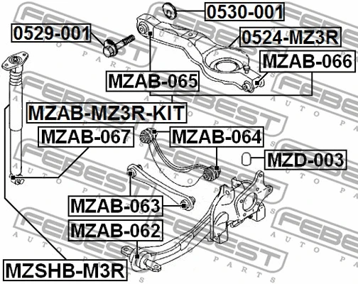 0524-MZ3R FEBEST Рычаг независимой подвески колеса, подвеска колеса (фото 2)