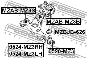 0524-MZ3RH FEBEST Рычаг независимой подвески колеса, подвеска колеса (фото 2)