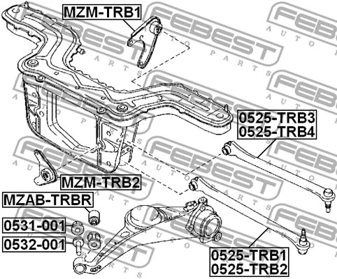 0525-TRB1 FEBEST Рычаг независимой подвески колеса, подвеска колеса (фото 2)