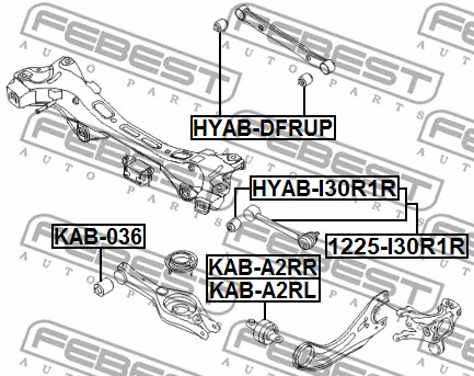 1225-I30R1R FEBEST Рычаг независимой подвески колеса, подвеска колеса (фото 2)