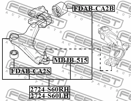 2724-S60RH FEBEST Рычаг независимой подвески колеса, подвеска колеса (фото 1)