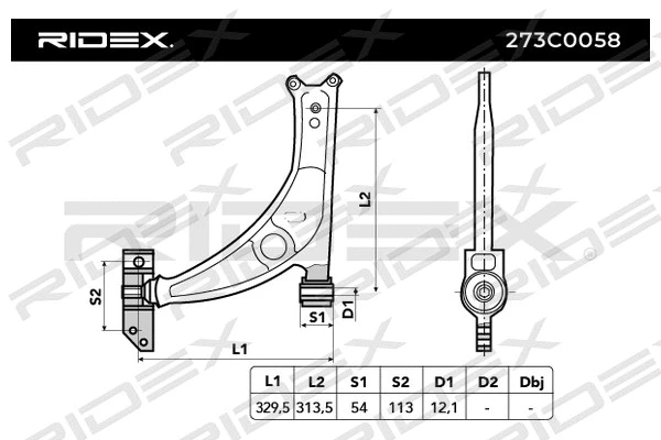 273C0058 RIDEX Рычаг независимой подвески колеса, подвеска колеса (фото 2)