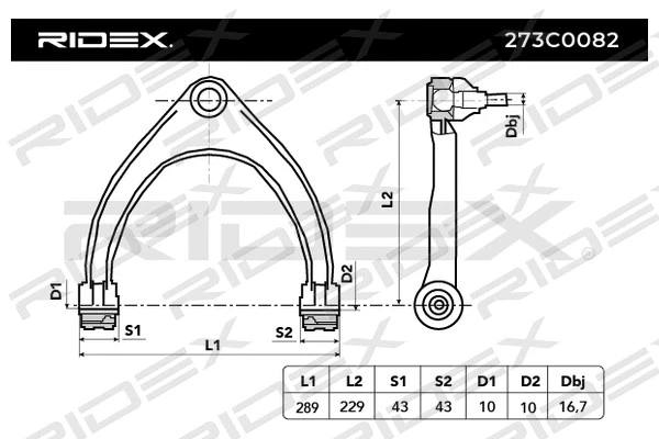 273C0082 RIDEX Рычаг независимой подвески колеса, подвеска колеса (фото 2)