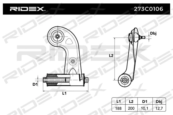 273C0106 RIDEX Рычаг независимой подвески колеса, подвеска колеса (фото 2)