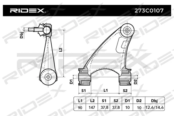 273C0107 RIDEX Рычаг независимой подвески колеса, подвеска колеса (фото 2)