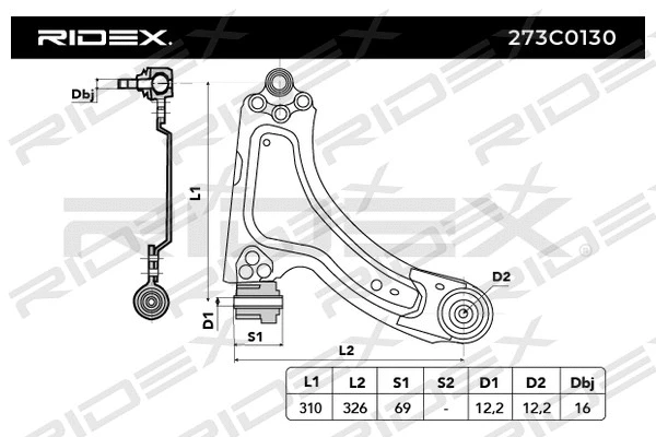 273C0130 RIDEX Рычаг независимой подвески колеса, подвеска колеса (фото 2)