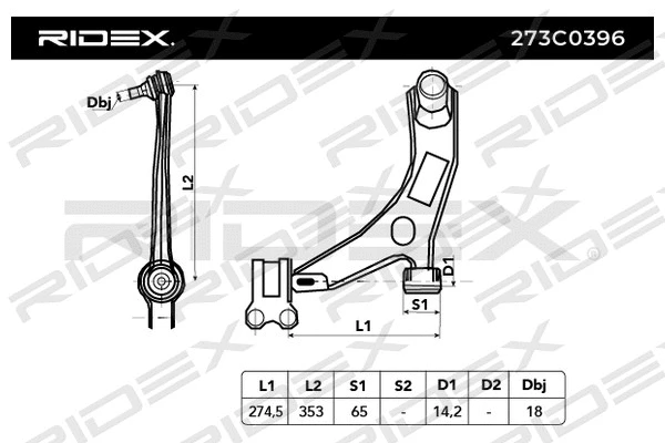 273C0396 RIDEX Рычаг независимой подвески колеса, подвеска колеса (фото 4)