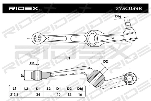 273C0398 RIDEX Рычаг независимой подвески колеса, подвеска колеса (фото 2)