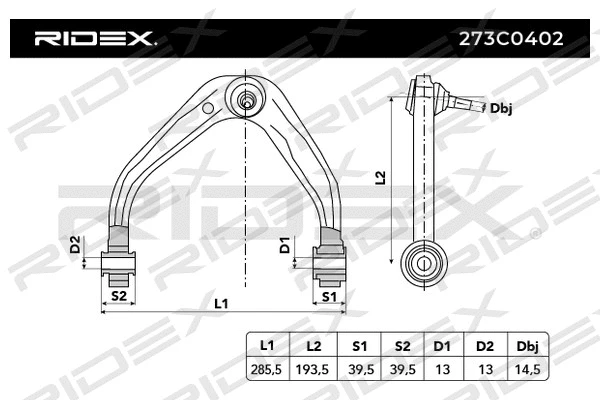 273C0402 RIDEX Рычаг независимой подвески колеса, подвеска колеса (фото 2)