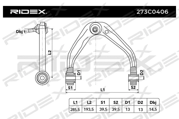 273C0406 RIDEX Рычаг независимой подвески колеса, подвеска колеса (фото 2)