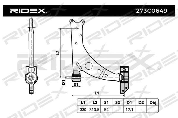 273C0649 RIDEX Рычаг независимой подвески колеса, подвеска колеса (фото 2)