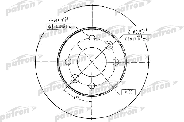 PBD1016 PATRON Тормозной диск (фото 1)