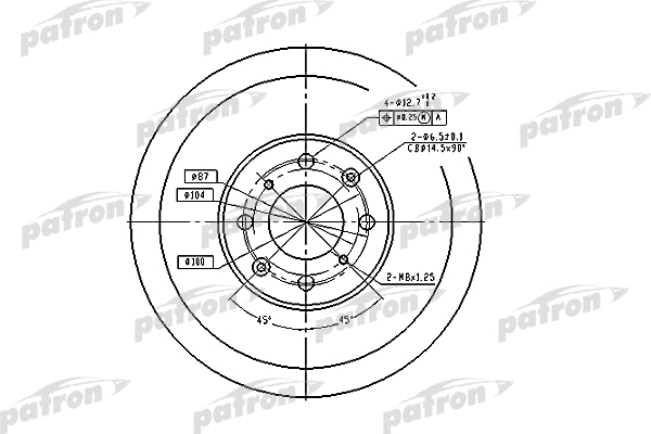 PBD1436 PATRON Тормозной диск (фото 1)