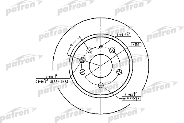 PBD1574 PATRON Тормозной диск (фото 1)