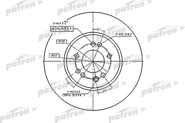 PBD1585 PATRON Тормозной диск (фото 1)