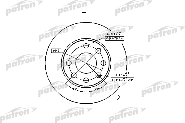 PBD1608 PATRON Тормозной диск (фото 1)