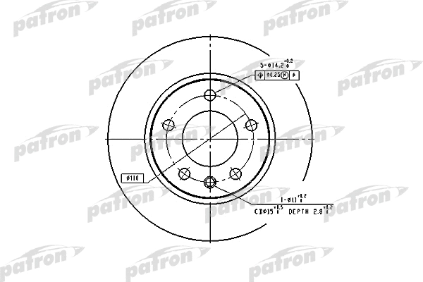 PBD1614 PATRON Тормозной диск (фото 1)