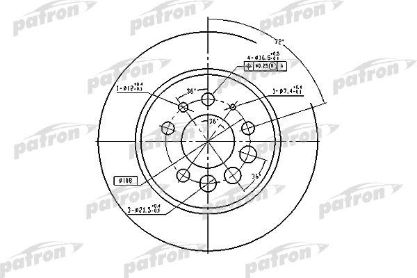 PBD1674 PATRON Тормозной диск (фото 1)