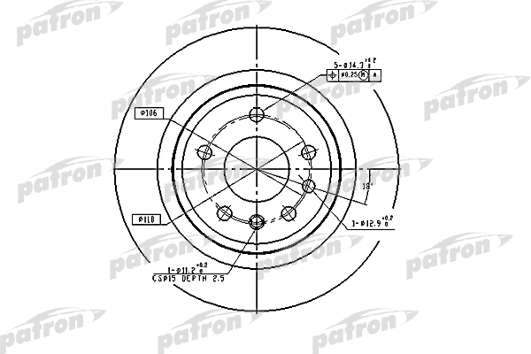 PBD2714 PATRON Тормозной диск (фото 1)