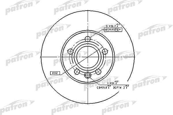 PBD2776 PATRON Тормозной диск (фото 1)