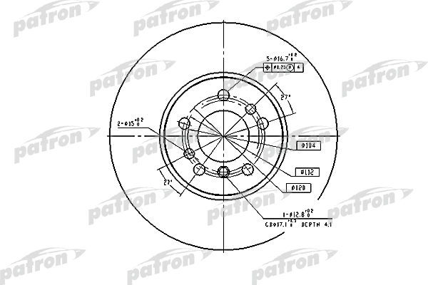PBD4187 PATRON Тормозной диск (фото 1)