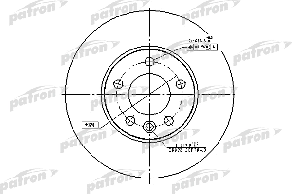 PBD4308 PATRON Тормозной диск (фото 1)