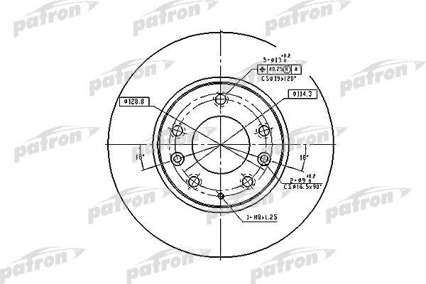 PBD4386 PATRON Тормозной диск (фото 1)