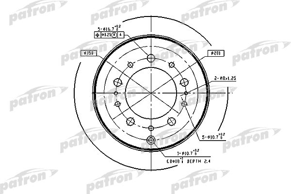 PBD4483 PATRON Тормозной диск (фото 1)
