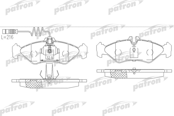 PBP1039 PATRON Комплект тормозных колодок, дисковый тормоз (фото 1)